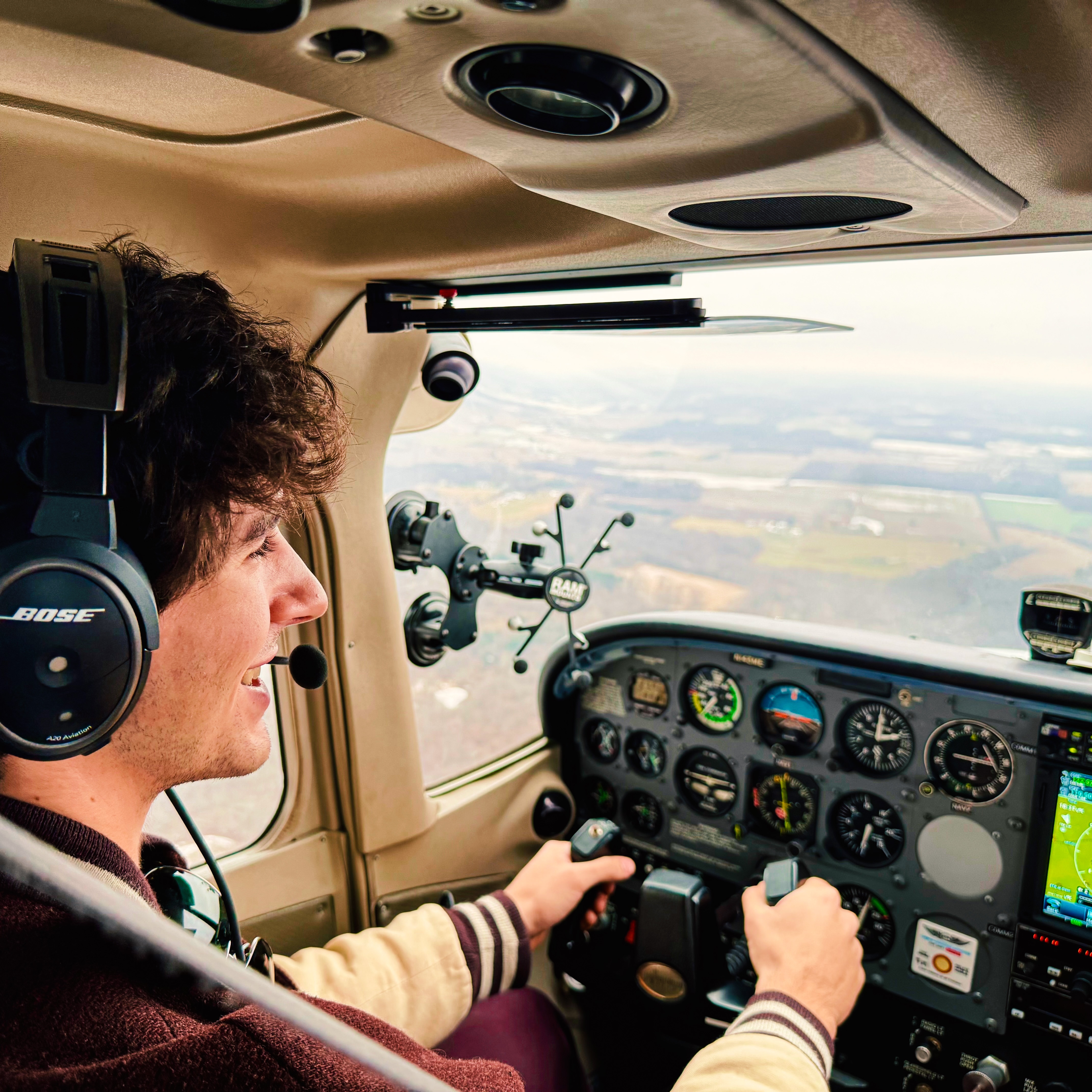 Student aviator at the controls